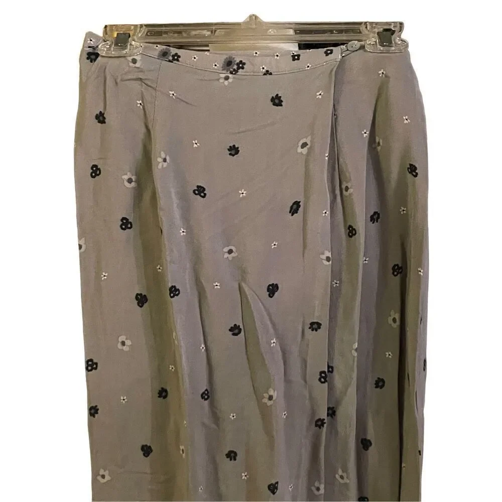 Jessica Holbrook Womens Maxi Skirt Floral Modest Light Gray Medium